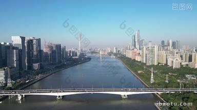 航拍广州珠江新城华南大桥